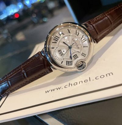 Cartier Stainless Steel 33MM Diameter Italian Cowhide Leather Braclet Lady Watch cartier watch box replica